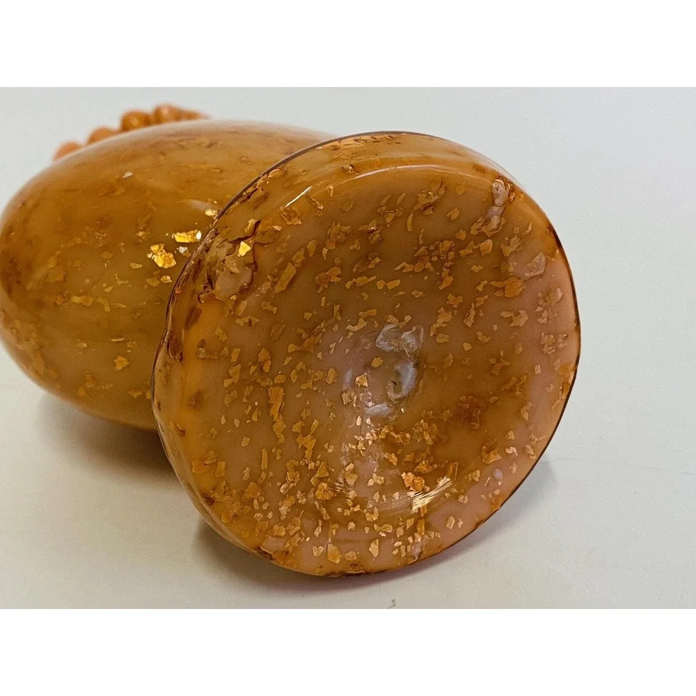 Vintage Orange Gold Aventurine Art Glass Decanter Murano‎ Style Ruffled Cruet
